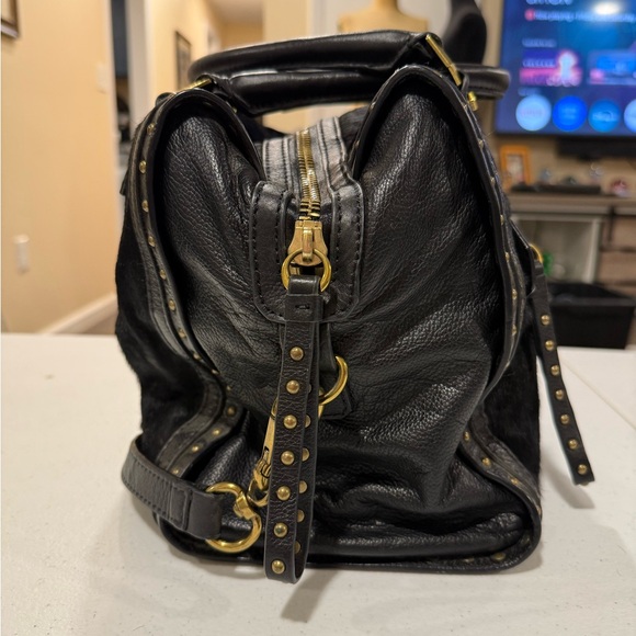 orYANY Black Leather Cow Hide Large Satchel Crossbody Handbag - Picture 6 of 16